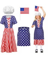 4 Pcs Patriotic Costume Girls 4th of July Outfit Kids Cosplay Independence 4-5