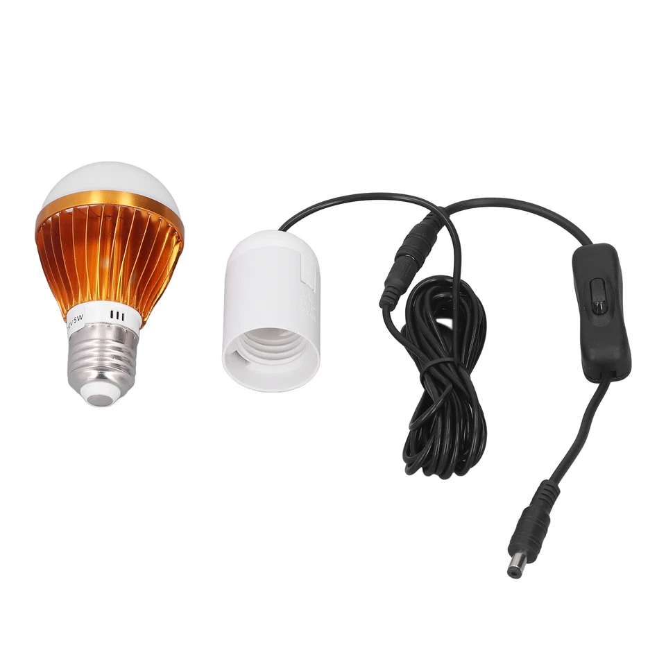 E27 Ball Bulb Spiral LED Solar White Light For Camping Tent 12V 5W With DC Line - Image 3 of 4