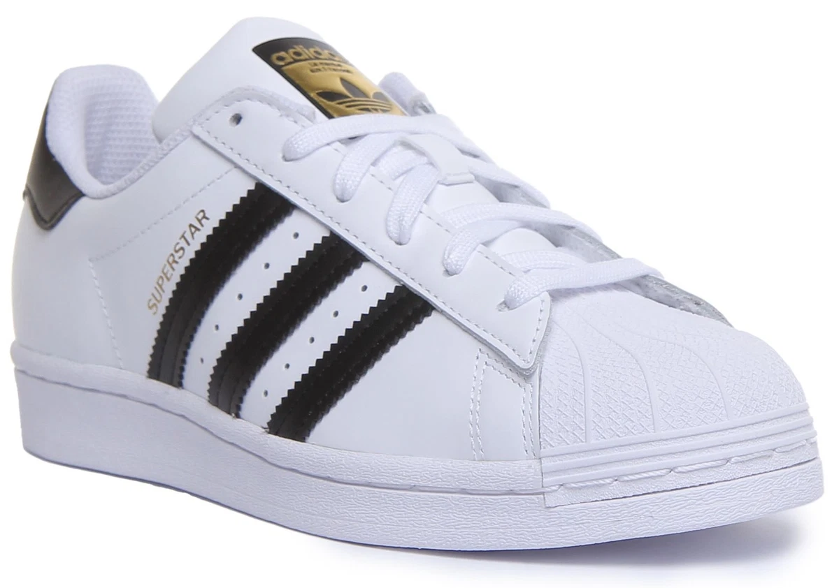 Adidas Superstar Junior Lace up Trainer In White Black Size US 3 7
