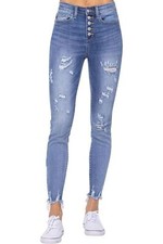 Judy Blue Womens High Waist Destroyed Denim Skinny Jeans