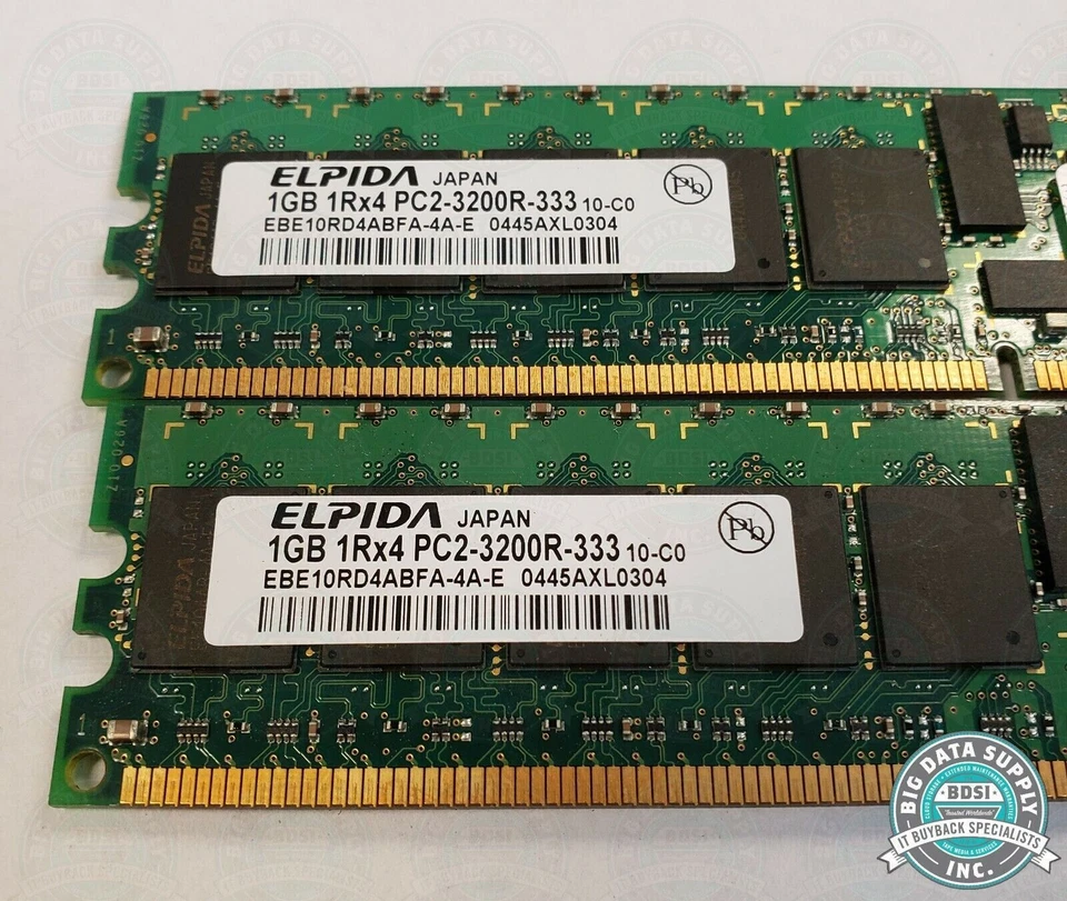 Elpida, 1GB PC2-3200 DDR2 DIMM RAM, P/N EBE10RD4ABFA-4AE (LOT OF 2) - Image 2 of 3