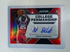 2023 Panini Prizm Draft Grant Shefield RC College Penmanship Red #039/199