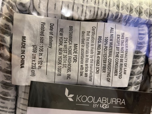 Koolabura by Ugg Carena King Bettdecke Set 106""X92"" 2 Shams 20""X36"" Wild Dove NEU - Bild 9 von 9