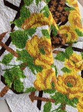 NEW 4 Vintage CANNON Washcloths Face Cloths YELLOW ROSES Trellis Bath Towels NOS
