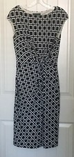 Ralph Lauren Black White Dress Size 6 Short Sleeve Faux Wrap Stretch Work Career