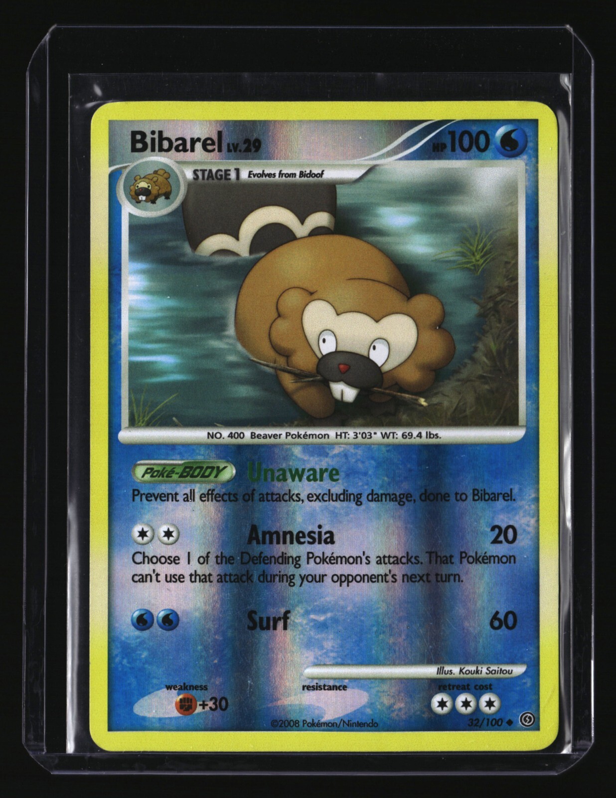 Pokemon BIBAREL  32/100 Reverse Holo (2008 Stormfront) LP/Light Play