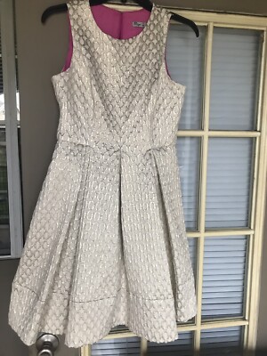 Women's ELIZA J Gold Metallic Cocktail Dress Gown Sz 4P