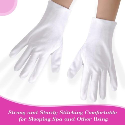 Paxcoo 12 Pairs XL White Cotton Gloves for Dry Hand Moisturizing Cosmetic Eczema - Picture 5 of 7