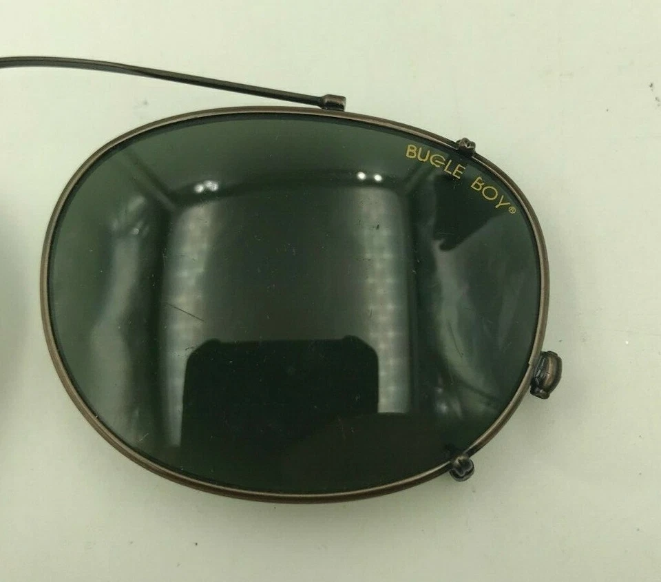 Gafas de sol vintage Bugle Boy bronce metal ovaladas con clip marcos de gafas Foto 3 de 4