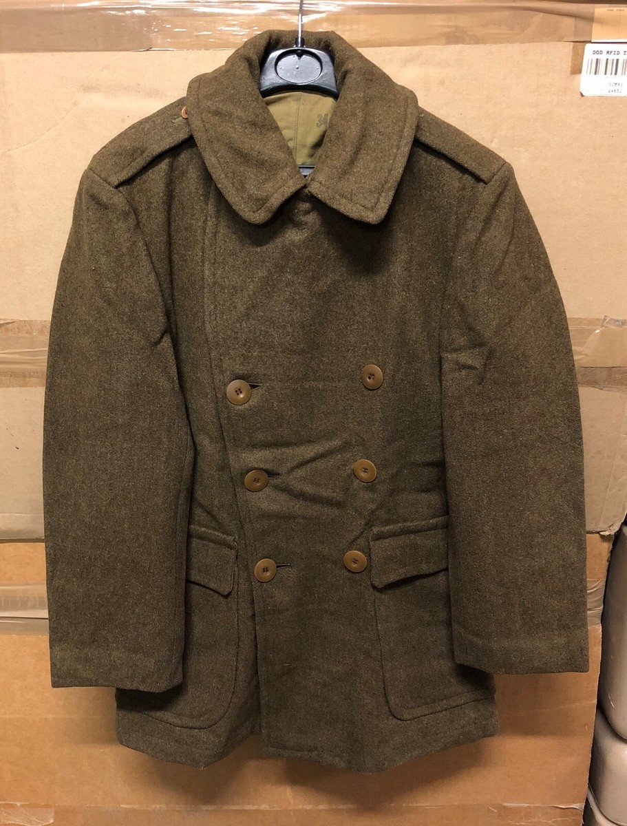 GENUINE RARE US ARMY WW2 OFFICER WOOL SHORT OVERCOAT BROWN 1940 