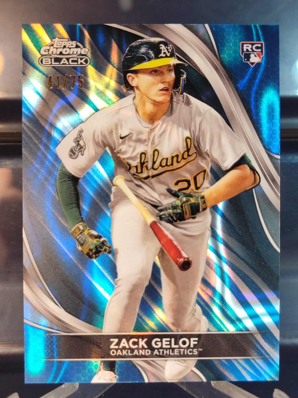 2024 Topps Chrome Black #40 Zack Gelof RC Blue Lava Refractor #41/75 Athletics