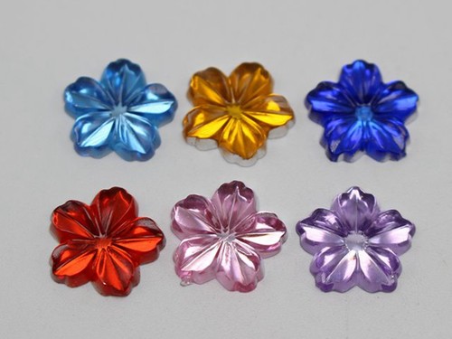 200 Pcs Mixed Color Acrylic Flatback 3D Flower Rhinestone Cabochons 13mm DIY - Picture 5 of 8
