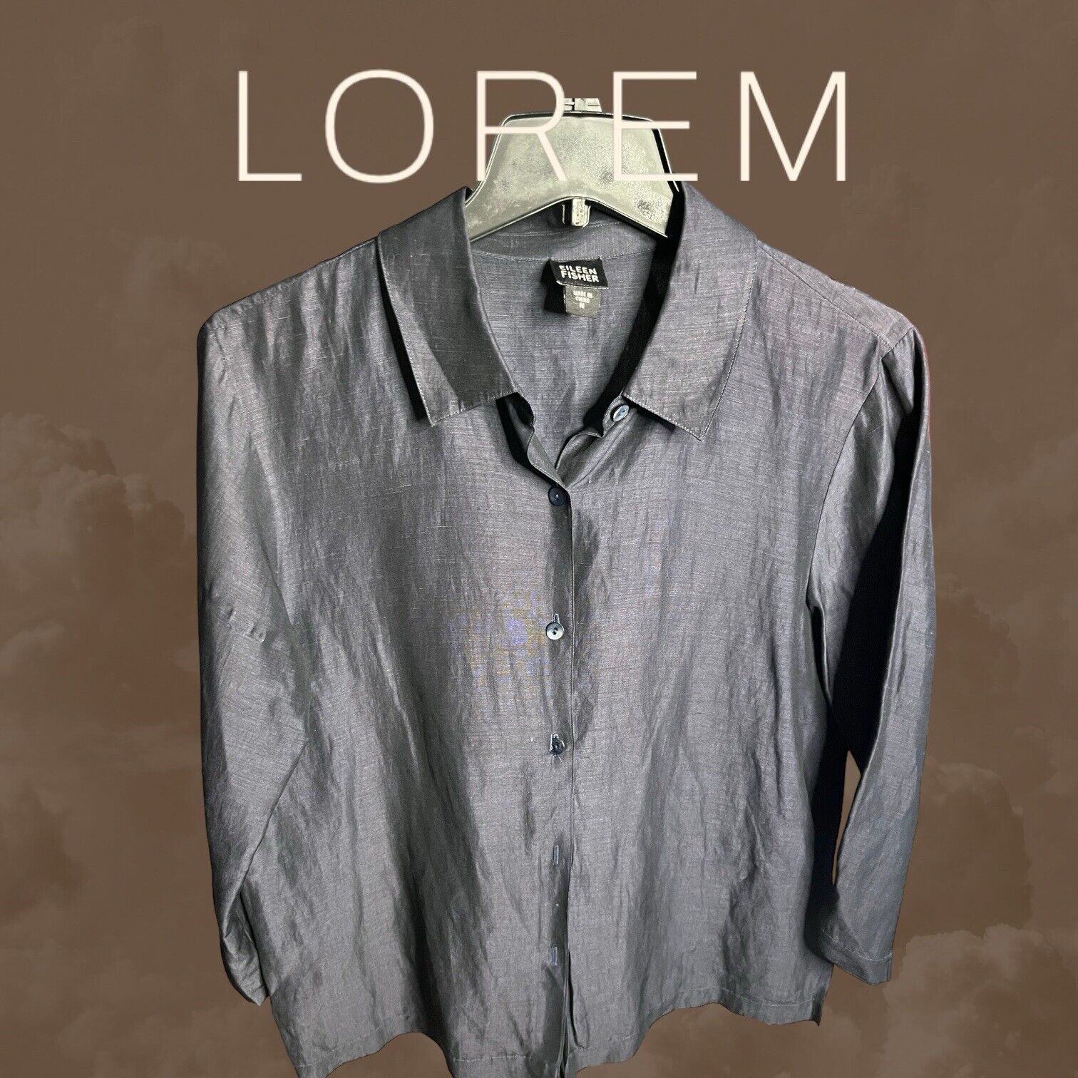 Eileen Fisher  Linen 3/4 Sleeve Button Up Shirt S… - image 5