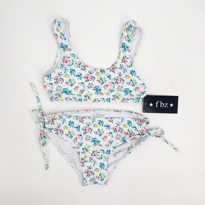 FBZ Flowers By Zoe Big Girls Size XL White Floral Bikini Swimsuit