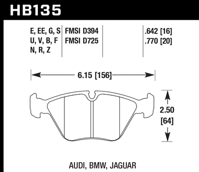 Hawk Disc Brake Pad Front for Audi 200 Quattro, BMW 525i, 525iT / HB135E.760 - Picture 1 of 3
