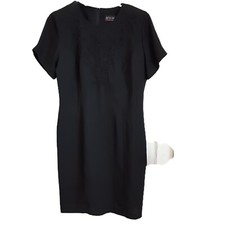 Vintage Melissa Harper Dress Size 10 Black Zip Knee Length Beaded Lined