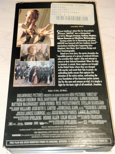 Amistad (VHS, 1998, Dreamworks) A Steven Spielberg Film! - Imagen 2 de 2