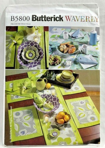 2012 Butterick Sewing Pattern B5800 Table Linens & Accessories 7 Designs 8595