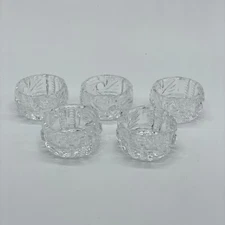 Vintage Clear Pressed Glass Open Salt Cellars Dips Starburst Set Of 5