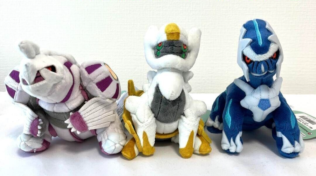 Pokemon fit Dialga Palkia Arceus Sitting Plush Set of 3 Japan New