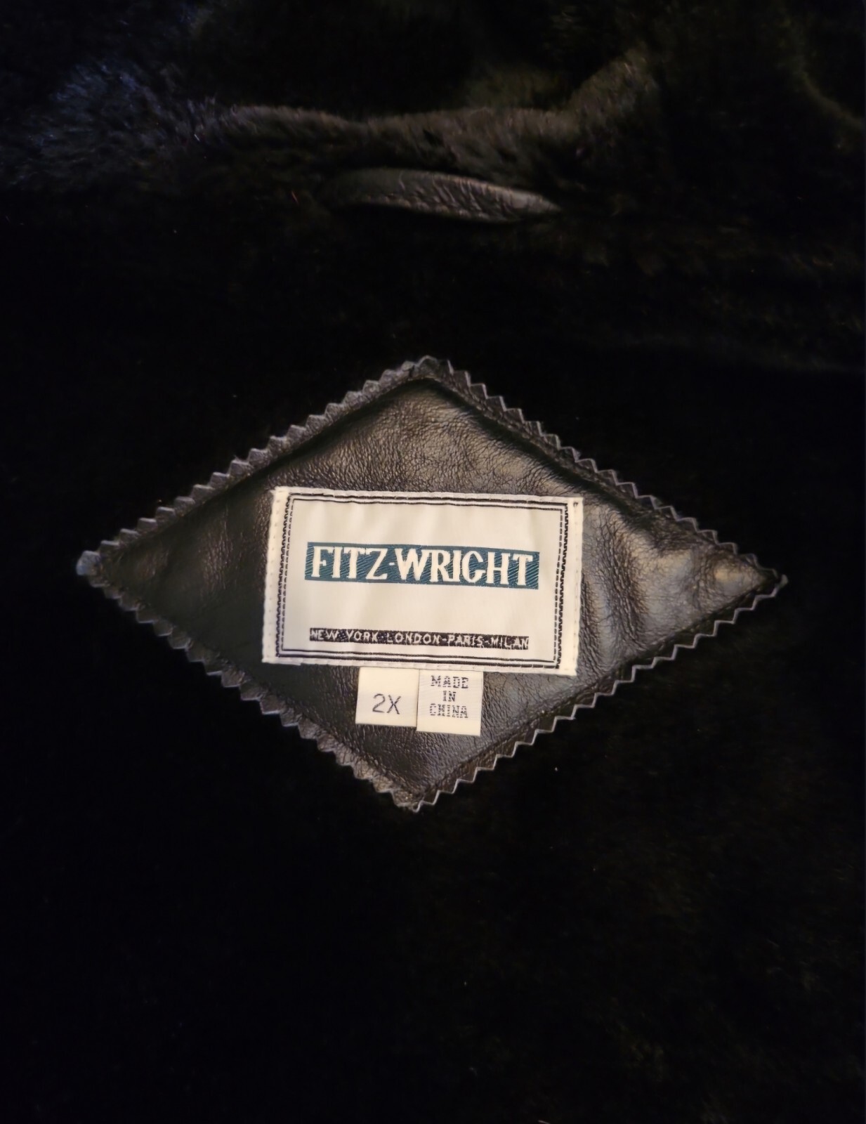 FITZ-WRIGHT Black Leather Zip-Up Jacket/Coat With… - image 5