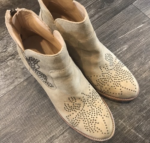 Catarina Martins italienischer Italien Nieten hellbrauner Reißverschlussstiefel mit Knöchelabsatz Gr. 39 - Bild 5 von 7