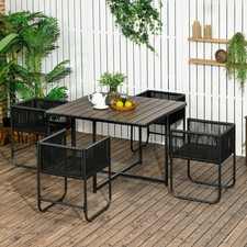 Produktbild - 5-tlg. Polyrattan Gartenmöbel Set Esstisch mit 4 Stühlen für Balkon Refurbished