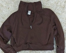 All in Motion Cropped Quarter Zip Pullover Brown Women's Medium