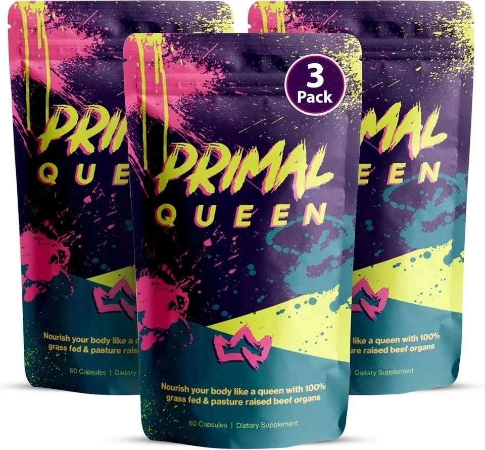 3PCS Primal Queen Supplement for Women 60 CountsBeef Organ Free Shipping !