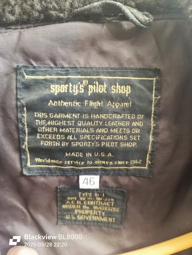 Sporty's Pilot Shop Bomber Jacket Brown Sz 46 G-1 Leather WWII M-422 Flight US - Picture 2 of 20