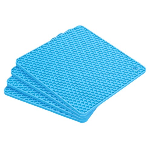Silikon Untersetzer Matten 4 Stück, Hot Pads Topflappen für Arbeitsplatte - Blau - Bild 1 von 5