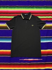 Fred Perry Polo Shirt Mens S Twin Tipped Black Yellow M3600