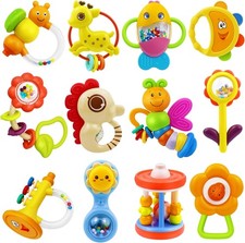 12pcs Baby Rattles for Babies 0-6 Months Teething Toys 3-6 Months, Newborn In...