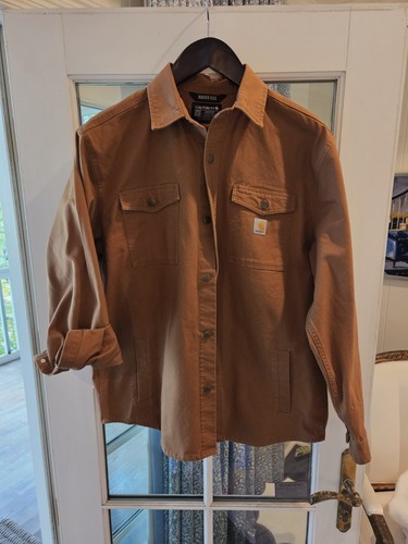 Carhartt Rugged Flex Brown Canvas Snap-Front Work Shirt Men’s Size L