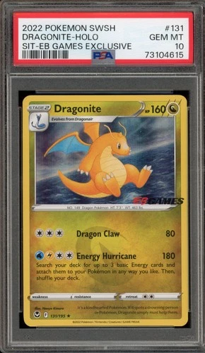 Pokemon Dragonite EB Games Exclusive Silver Tempest Holo Rare #131 PSA 10