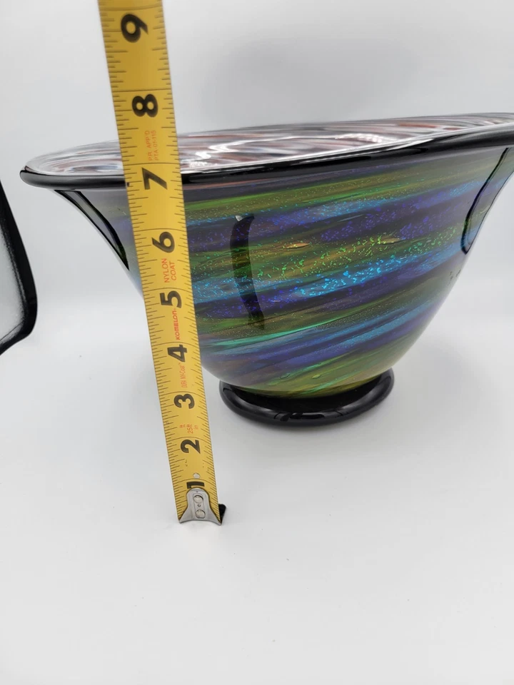Art Glass Bowl 12" Tall Under the Sea Handcrafted Murano-Style Bowl Centerpiece - Image 3 of 4