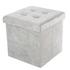 Storage Ottoman Soft Velvet Tufted Organizer Footrest with Removeable Lid