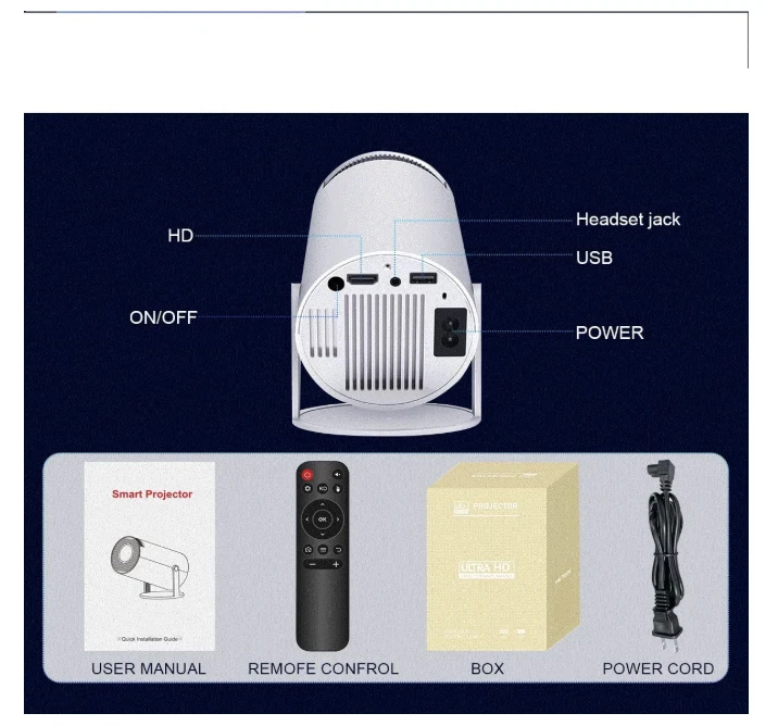 HY300 PRO Projector MAGCUBIC 4K Android 11 Dual Wifi6 BT 5.0 260 ANSI 1080P Grey - Image 2 of 4