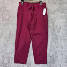 Liverpool Chino Pants Womens 8/29 Red Crop Drawstring Elastic Waist Stretch