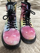 Doc Dr Martens Multicolor Tie Dye Pascal Boots Size 3 Kids Lace  Side Zip