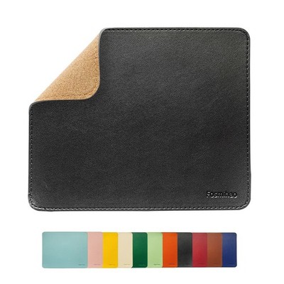 Fosmihao Leather Mouse Pad - Wood Pad, 8.3L x 10.2W inches, Black 