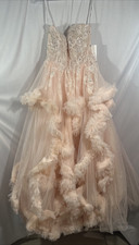 NWT $998 Mac Duggal [ 4 ] 20542 Strapless Corset Detail Tulle Layered Gown S1927