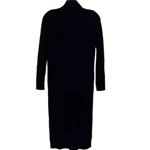 J Crew Cashmere Dress Turtleneck Rib-Knit Midi Sweater Black Women's Size Medium - Bild 2 von 6