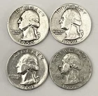LOT OF (4) WASHINGTON SILVER QUARTERS ~1950D - 1951 - 1954 - 1957D ~ CIRCULATED