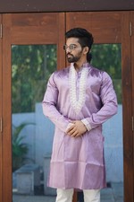 Men  s Glossy Silk Kurta Set With Matching Pajama Festive Ethnic Outfit For XL