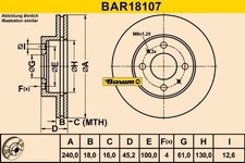 2x Bremsscheibe Barum BAR18107 2 Bremsscheiben Vorderachse Vorne für Nissan
