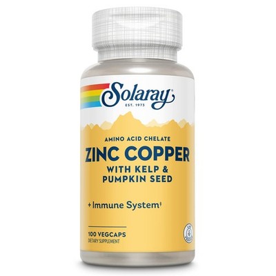 SOLARAY Zinc Copper Amino Acid Chelate - Immune Support Supplement w/Chelated Zi