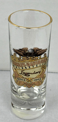 Harley Davidson Legendary Tall Shot Glass est 1903 Barware Collectible EUC!