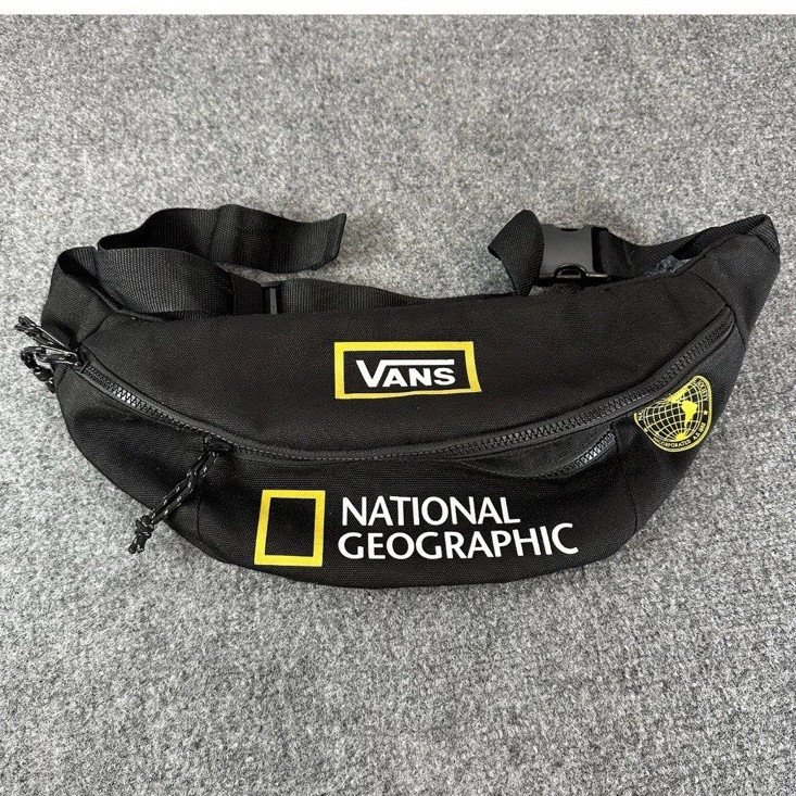 VANS x National Geographic Waist Pack Black/Yellow Logo Adjustable Zip Strap