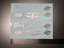 2Sets Gibson Les Paul Model Bass Guitar Headstock Waterslide Decals Metallic Ink